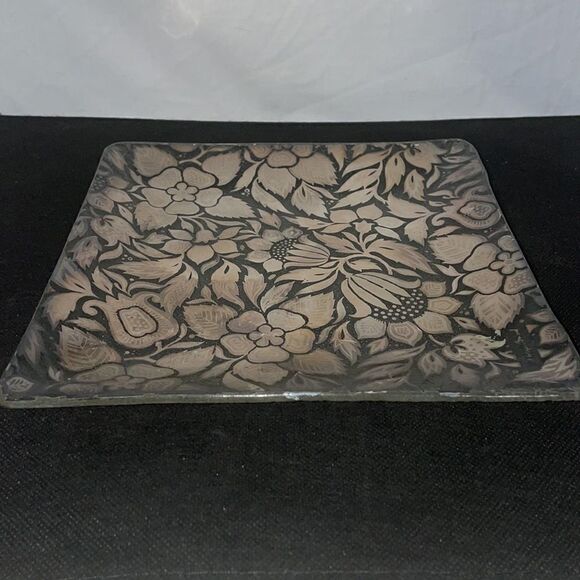 Vintage square dish with a floral print - Picture 3 of 5